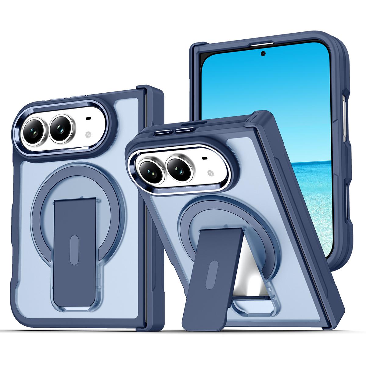 Compatible with iPhone Duo XDcase Invisible Fold Holder Magnetic Phone Case - Deep Blue