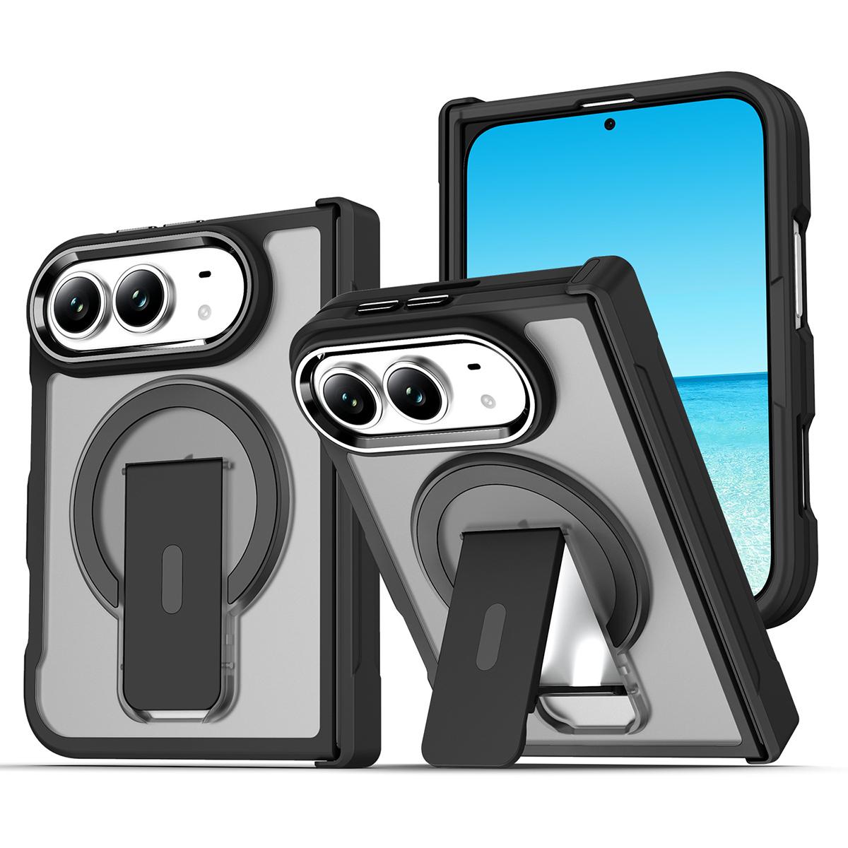 Compatible with iPhone Duo XDcase Invisible Fold Holder Magnetic Phone Case - Transparent Black