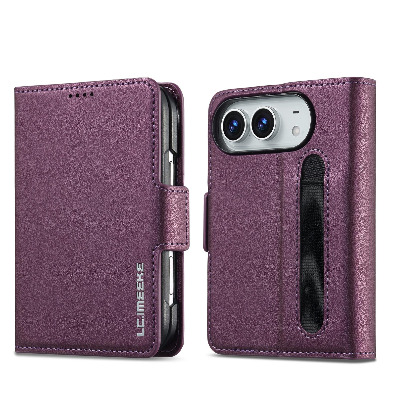 Compatible with iPhone Duo LC.IMEEKE L1 Series Frosted Fine Texture PU Phone Case with Pen Slot, Pen Not Included - Purple