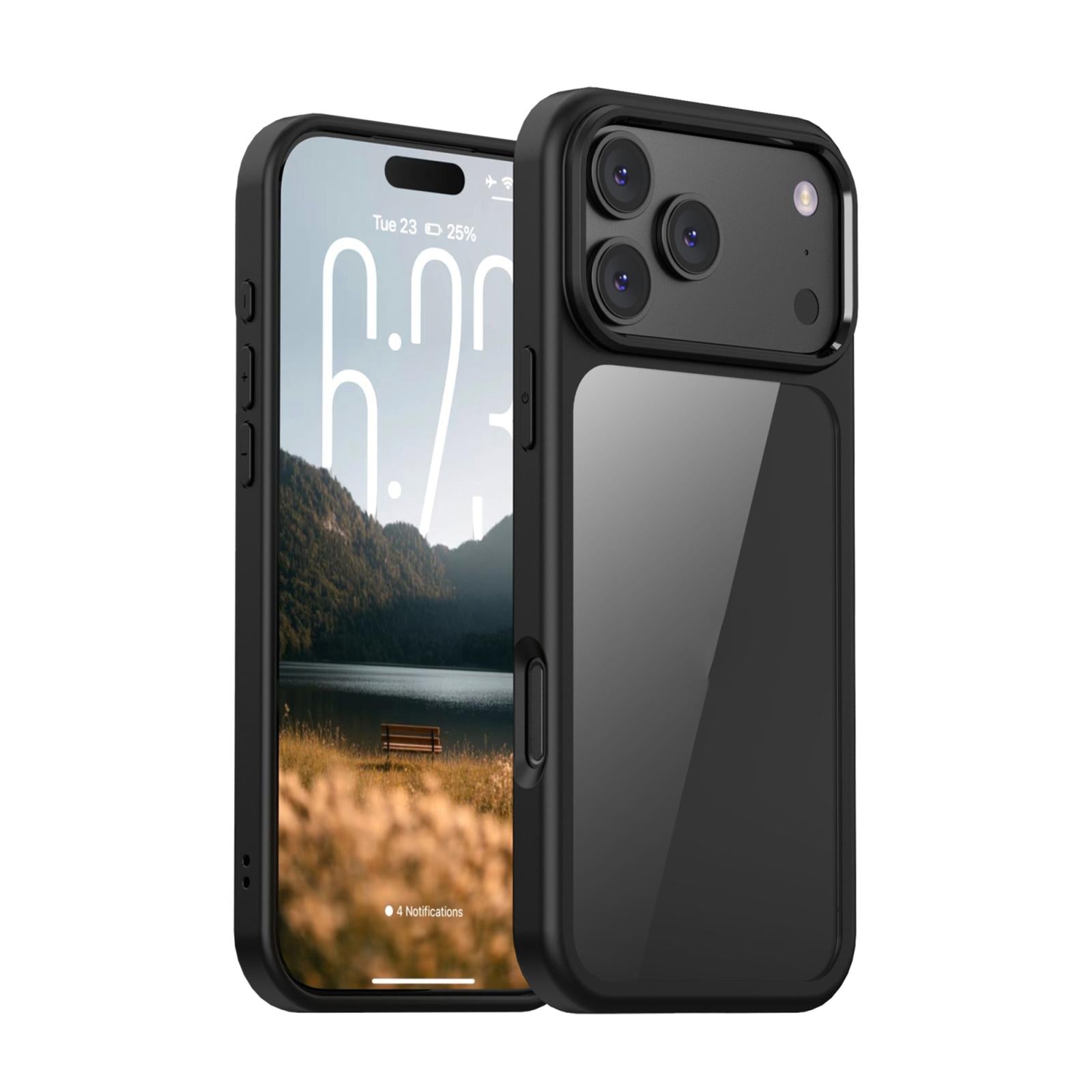 Compatible with iPhone 18 Pro iPAKY Bright Color Series Shockproof PC+TPU Phone Case - Black