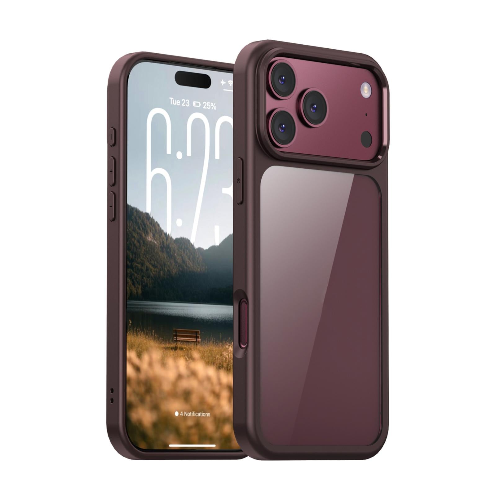 Compatible with iPhone 18 Pro iPAKY Bright Color Series Shockproof PC+TPU Phone Case - Wine Red