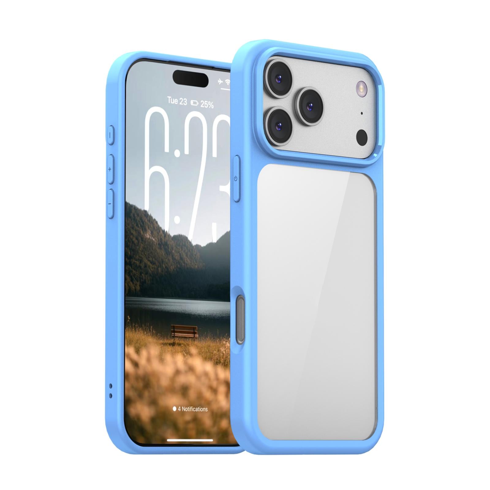Compatible with iPhone 18 Pro iPAKY Bright Color Series Shockproof PC+TPU Phone Case - Light Blue