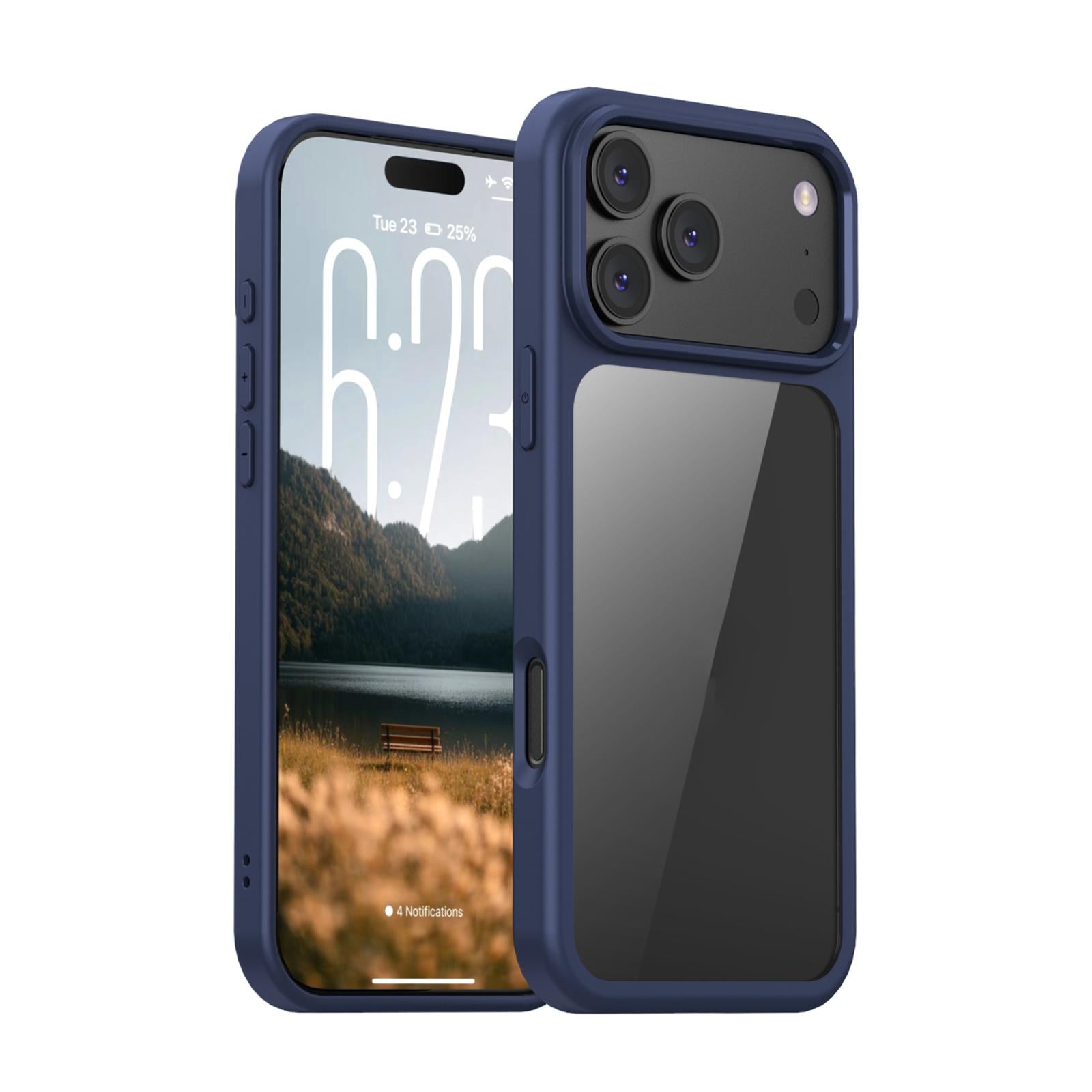 Compatible with iPhone 18 Pro iPAKY Bright Color Series Shockproof PC+TPU Phone Case - Dark Blue