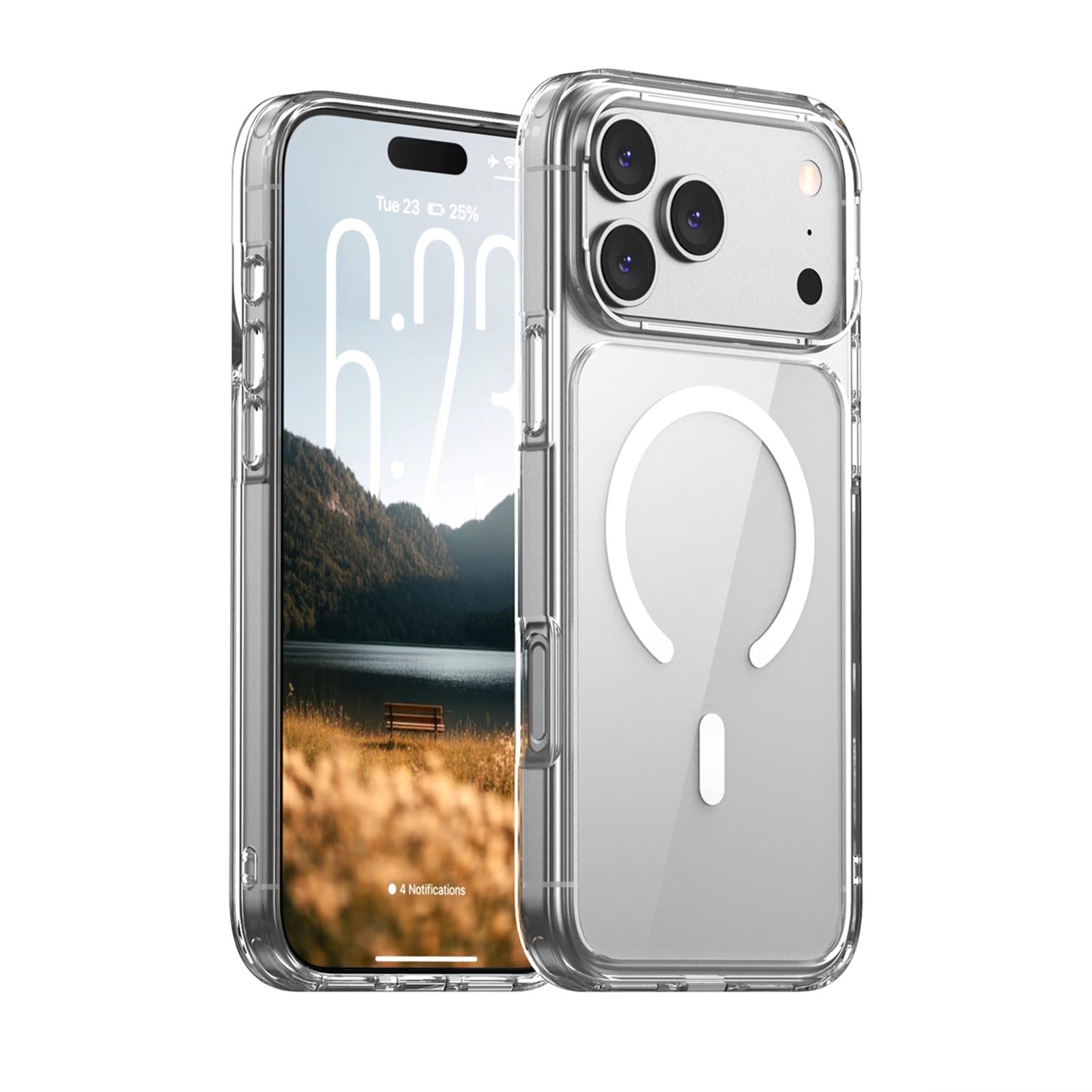Compatible with iPhone 18 Pro & 17 Pro iPAKY Aurora Series Magnetic PC Dual-Layer TPU Phone Case - Transparent
