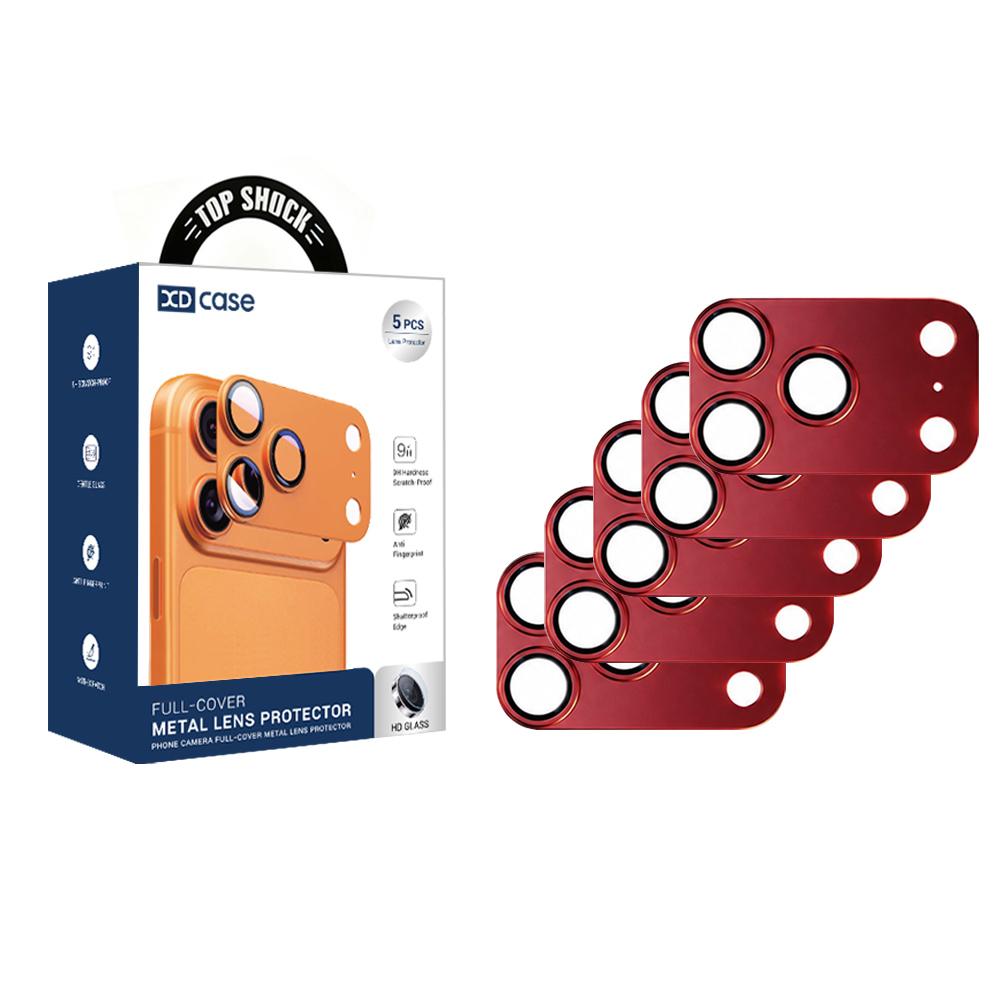 Compatible with iPhone 18 Pro XDcase 5 PCS&Pack Armor Full-Coverage Frosted Metal Camera Lens Ring Film - Red