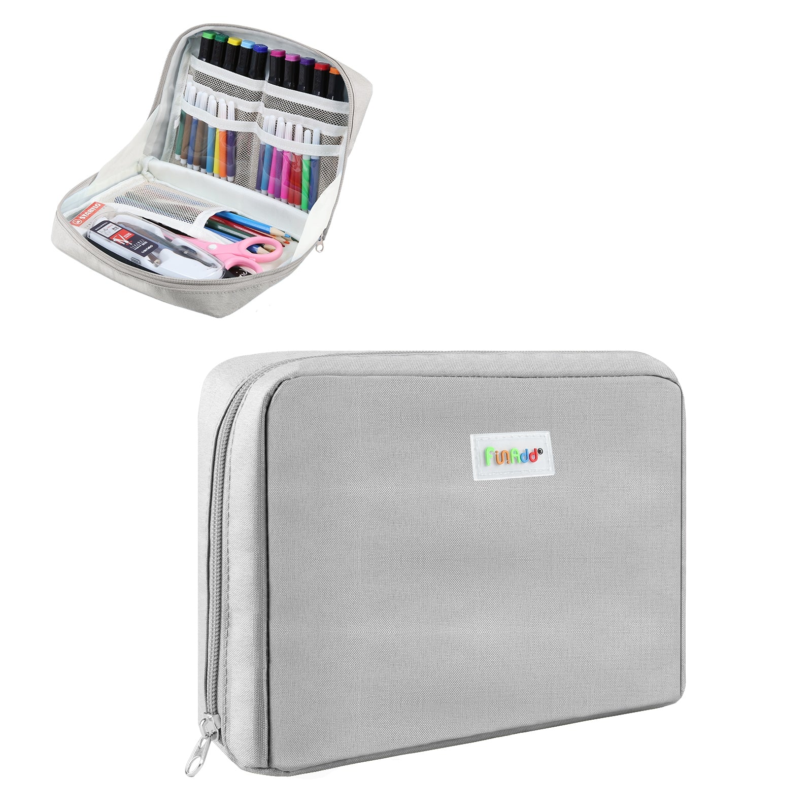 FunAdd Large-capacity Pencil Case Storage Organizer Ant Cloth Cosmetic Bag, Size: 230 x 170 x 75mm (Grey)