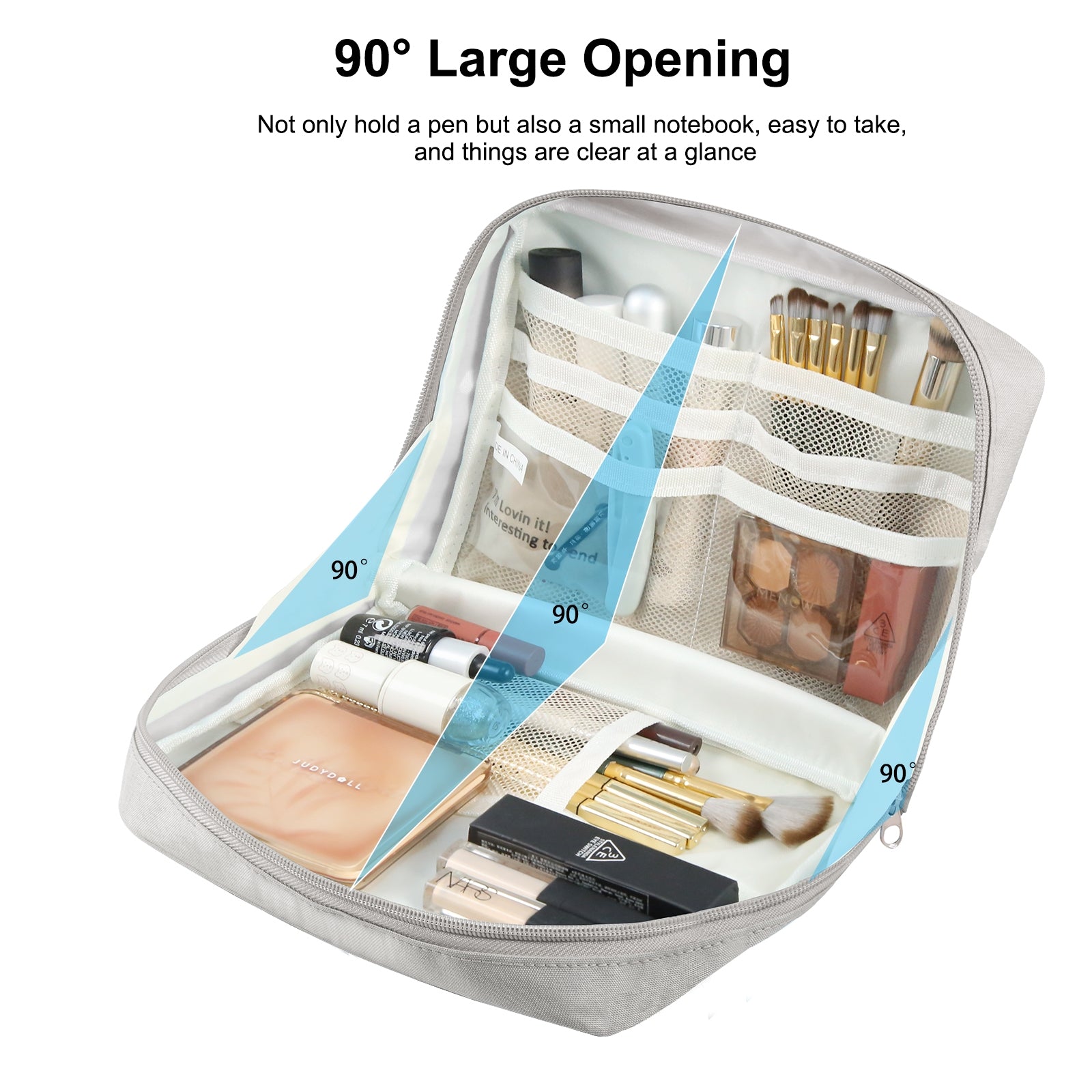 FunAdd Large-capacity Pencil Case Storage Organizer Ant Cloth Cosmetic Bag, Size: 230 x 170 x 75mm (Grey)