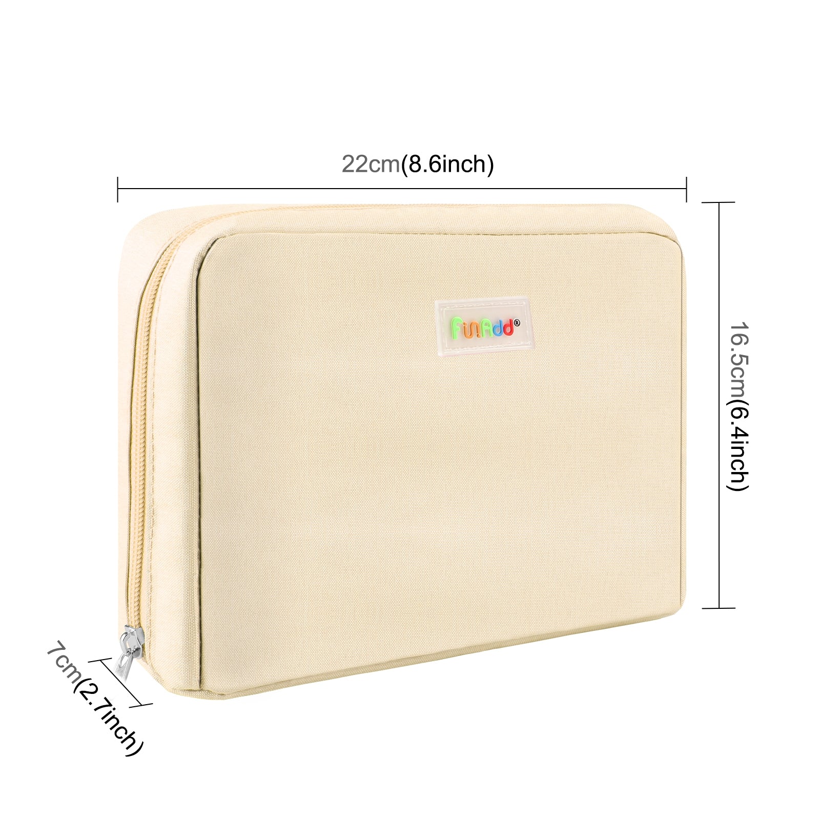 FunAdd Large-capacity Pencil Case Storage Organizer Ant Cloth Cosmetic Bag, Size: 230 x 170 x 75mm (Apricot)