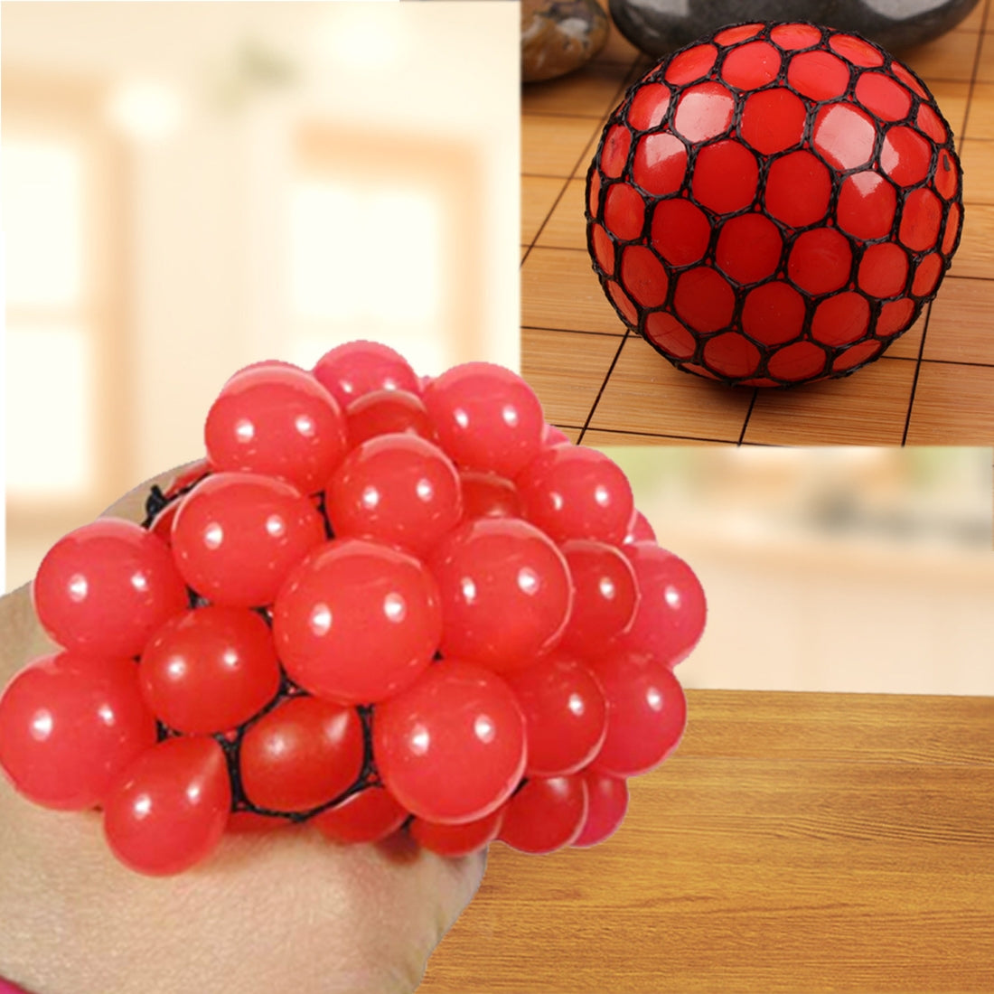6cm Anti-Stress Face Reliever Grape Ball Extrusion Mood Squeeze Relief Healthy Funny Tricky Vent Toy(Orange)