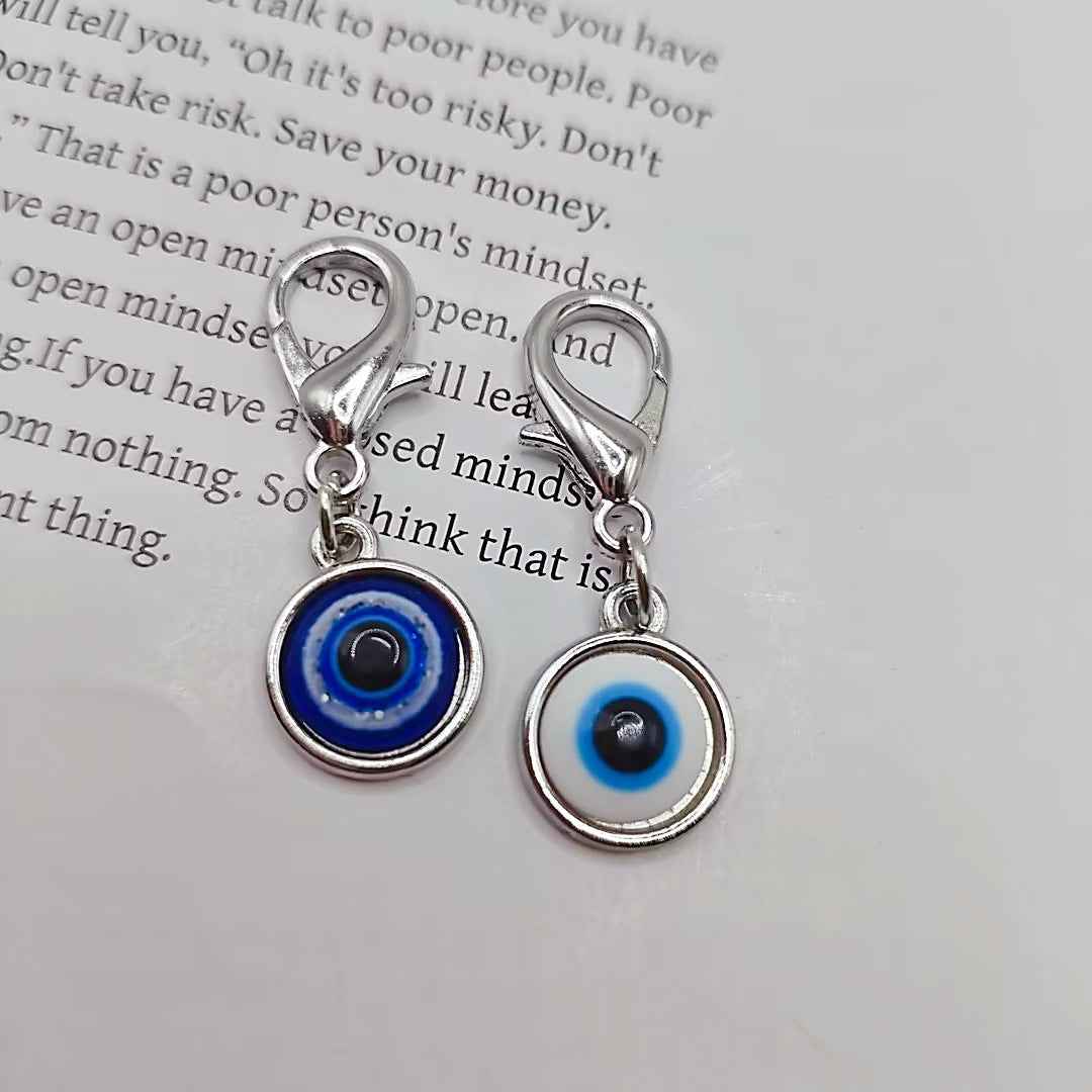2Pcs Good Luck Blue And White Evil Eye Keychain Pendant