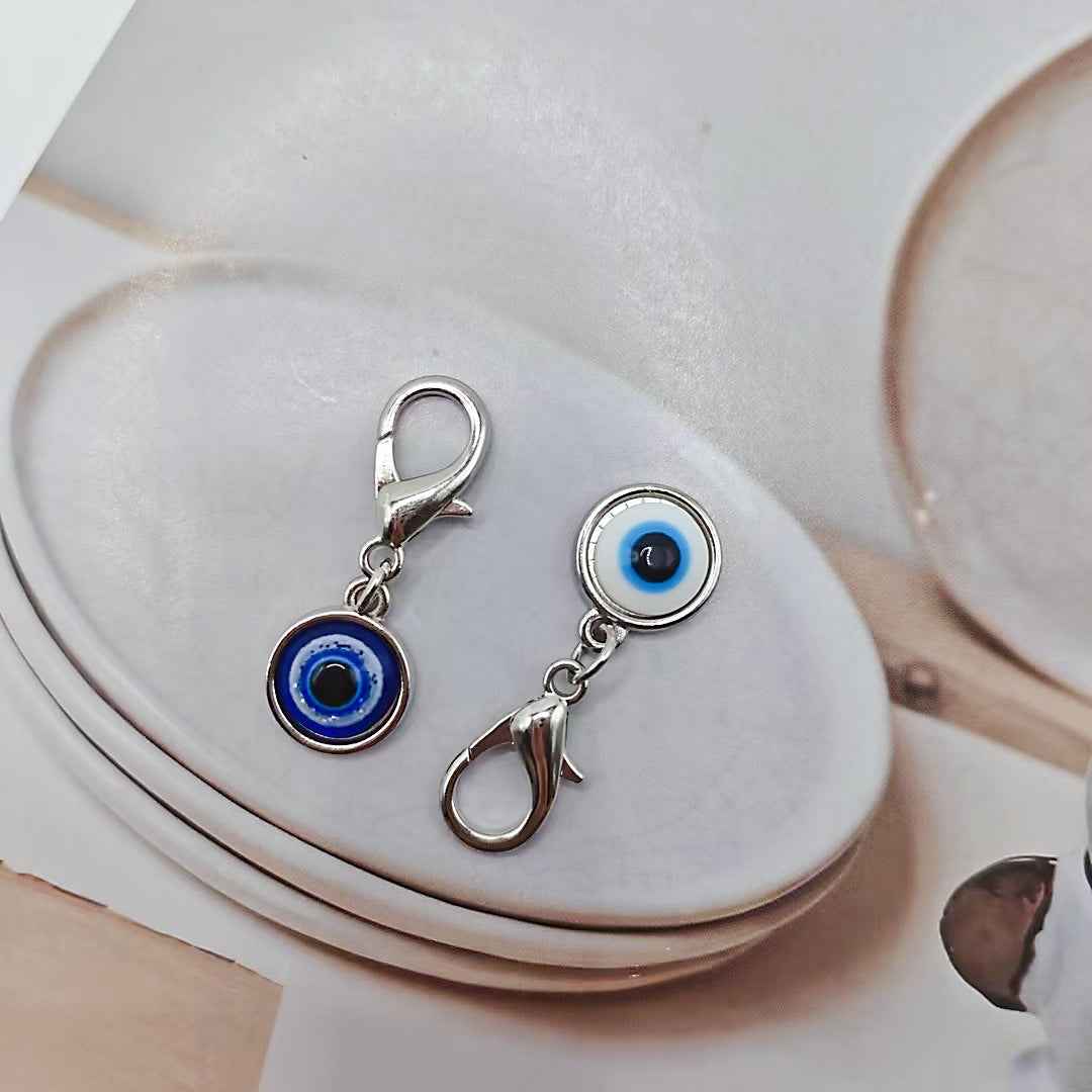2Pcs Good Luck Blue And White Evil Eye Keychain Pendant
