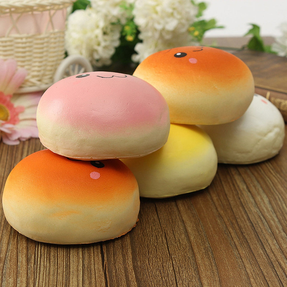 3 PCS 10*10cm Yellow PU Squishy Hamburger Toy Lovely Bread Bun Simulation Bread Decompression Children Early Childhood Education Toys, Random Color Delivery