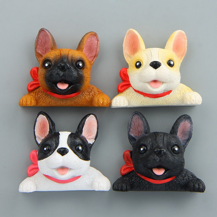 Home Decoration Originality French Bulldog Tie 3D Magnetic Buckle Fridge Paste