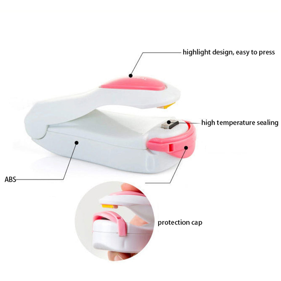 Portable Mini Heat Sealing Machine Impulse Sealer Seal Packing Plastic Bag Sealing Clamp, Random Color Delivery