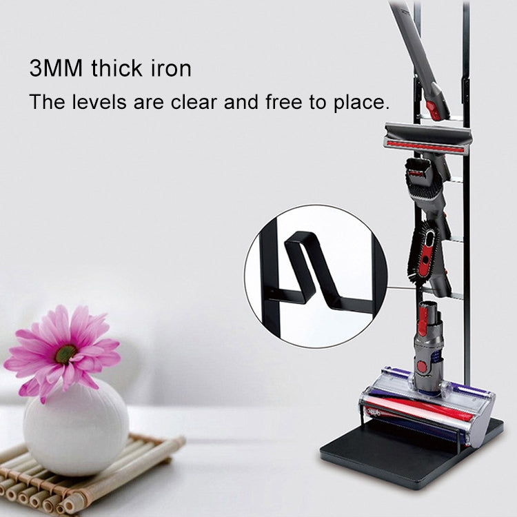 Home Vacuum Cleaner Hanger Storage Rack Free Punching for Dyson V6 V7 V8 V10(Black)