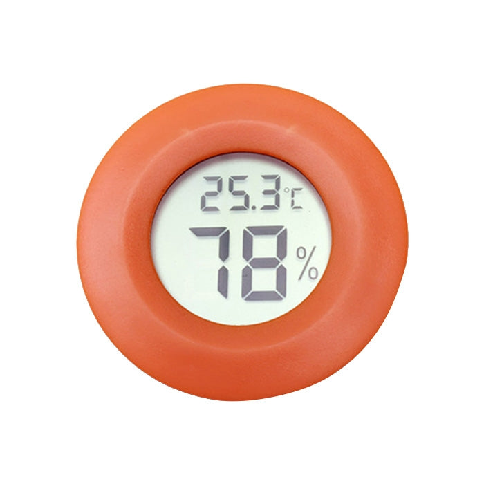 Digital Round Shaped Reptile Box Centigrade Thermometer & Hygrometer with Screen Display (Orange)