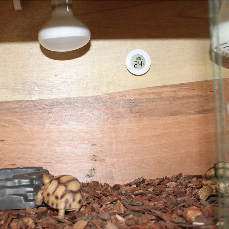 Digital Round Shaped Reptile Box Centigrade Thermometer & Hygrometer with Screen Display (Orange)