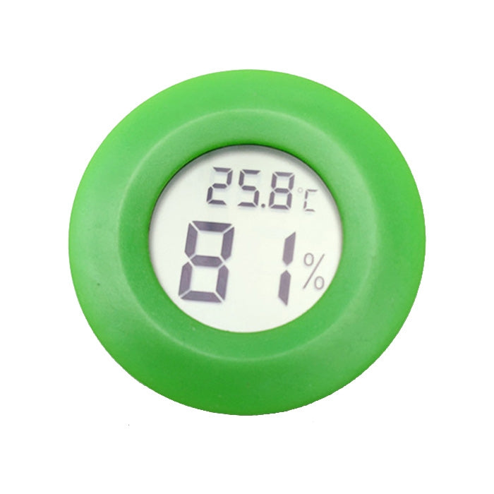 Digital Round Shaped Reptile Box Centigrade Thermometer & Hygrometer with Screen Display (Green)