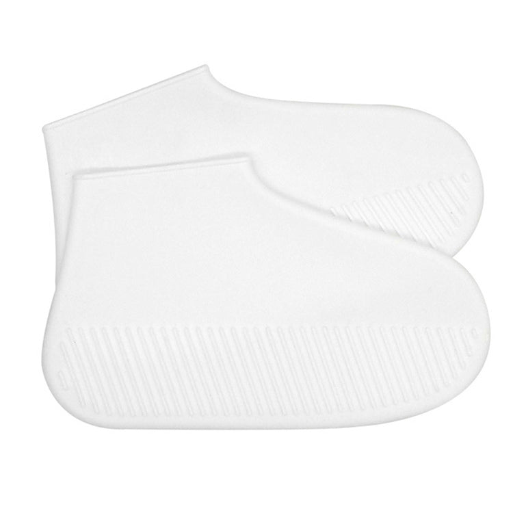 Waterproof Antiskid Silicone Outdoor Rainboots Shoes Cover, Size: S (25-33)(White)