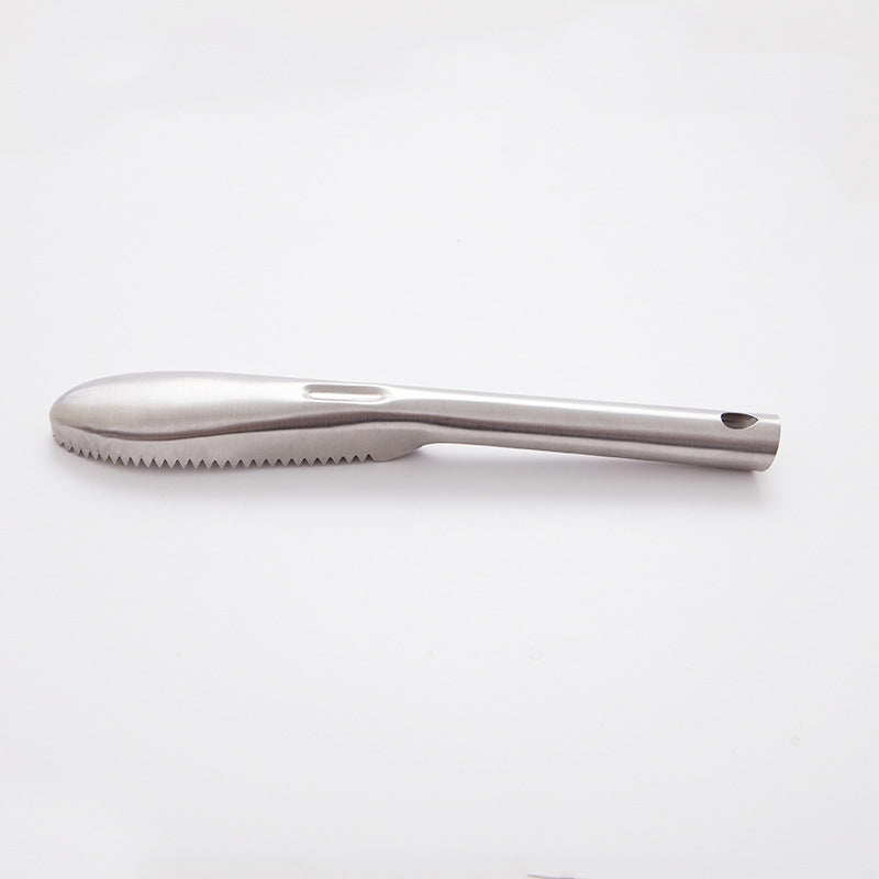 Kitchen Essential Stainless Steel Bidirectional Sawtooth Fish Scraper Fish Scale Planing Knife