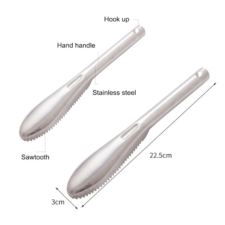 Kitchen Essential Stainless Steel Bidirectional Sawtooth Fish Scraper Fish Scale Planing Knife