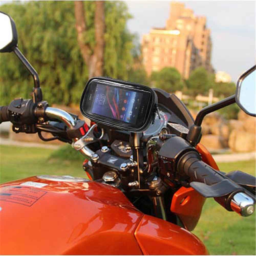 360 Degree Rotation Motorcycle Rearview Mirror Mount w/ Waterproof Phone Case, Size: 16.5 x 9cm