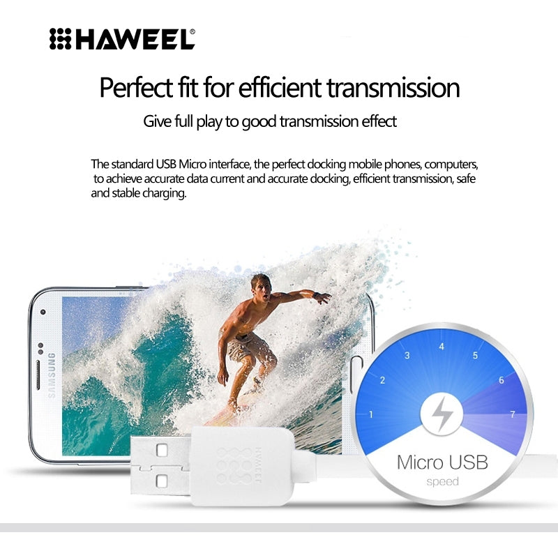 HAWEEL 3m High Speed Micro USB to USB Data Sync Charging Cable For Samsung, Xiaomi, Huawei, LG, HTC, The Devices with Micro USB Port(White)