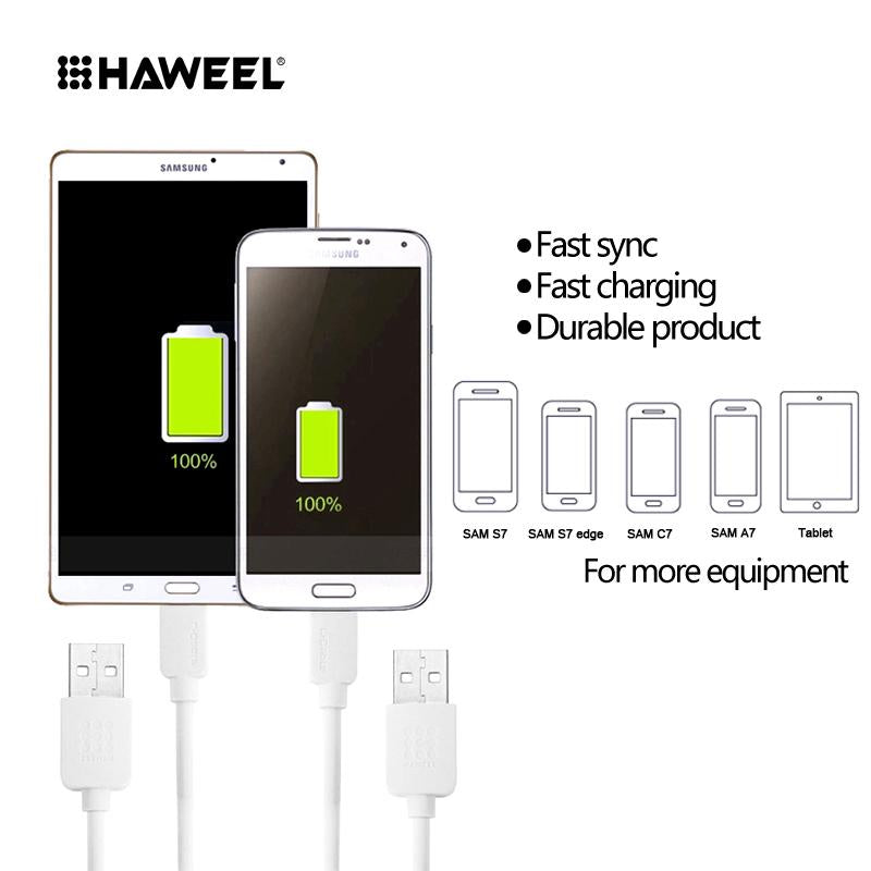 HAWEEL 3m High Speed Micro USB to USB Data Sync Charging Cable For Samsung, Xiaomi, Huawei, LG, HTC, The Devices with Micro USB Port(White)