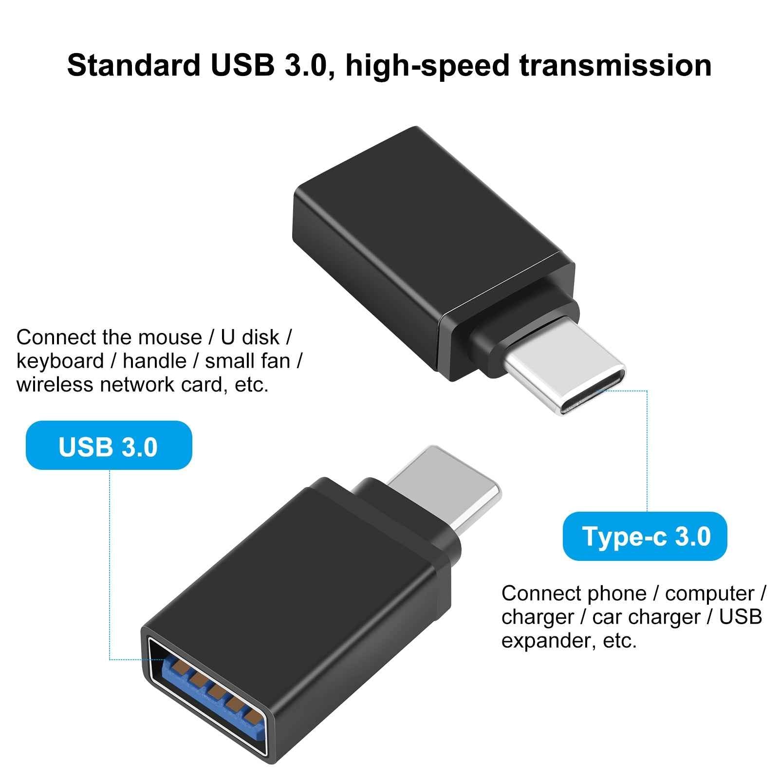 Uniqbuy For HAWEEL USB-C / Type-C Male to USB 3.0 Female OTG Data Transmission Adapter(Black)