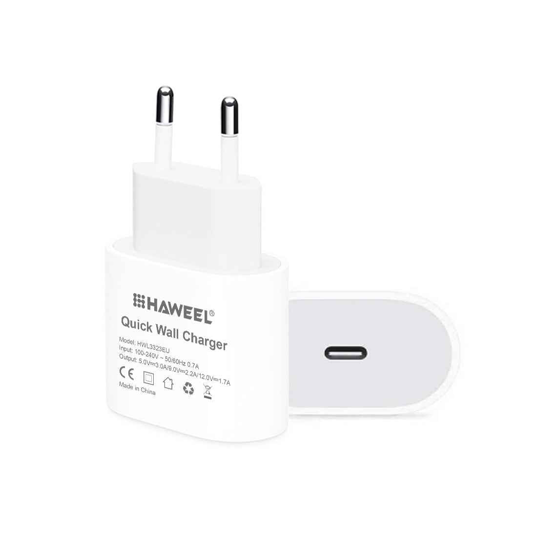 Uniqbuy For HAWEEL PD 20W Single USB-C / Type-C Interface QC Travel Charger, Support Full QC Protocol, EU Plug