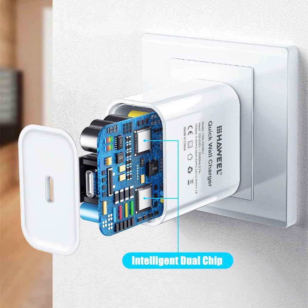 Uniqbuy For HAWEEL PD 20W Single USB-C / Type-C Interface QC Travel Charger, Support Full QC Protocol, EU Plug