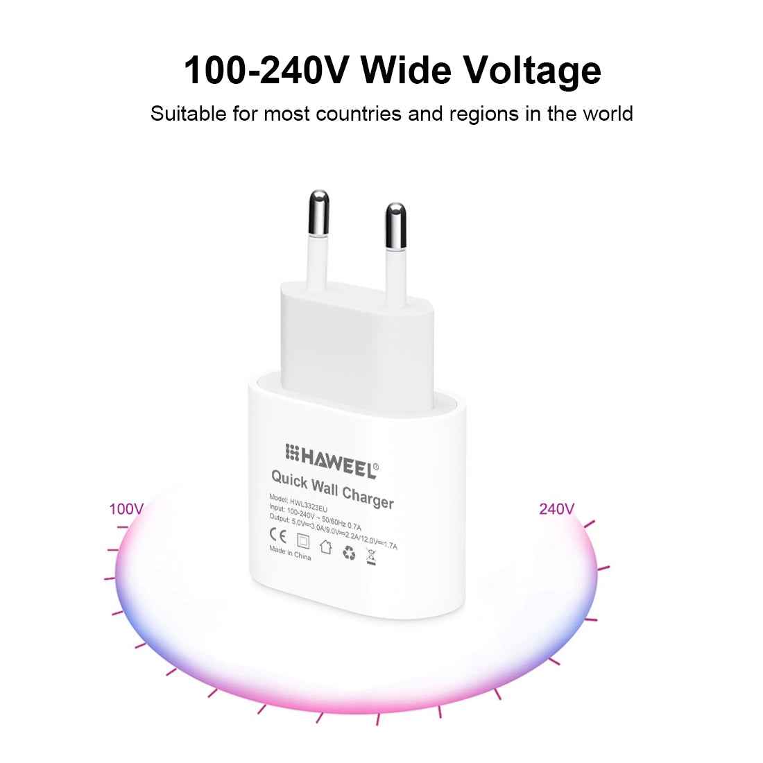Uniqbuy For HAWEEL PD 20W Single USB-C / Type-C Interface QC Travel Charger, Support Full QC Protocol, EU Plug