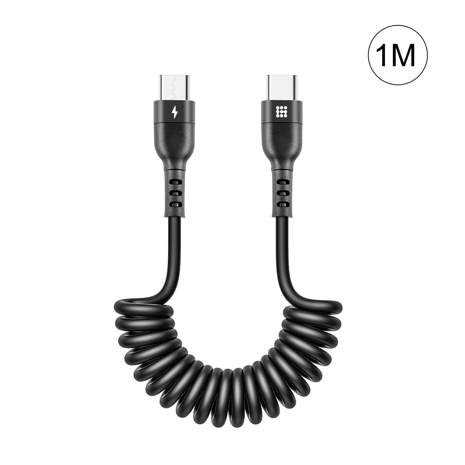 Uniqbuy For HAWEEL 1m 5A USB-C / Type-C to USB-C / Type-C Retractable Coiled PD Fast Charging Cable