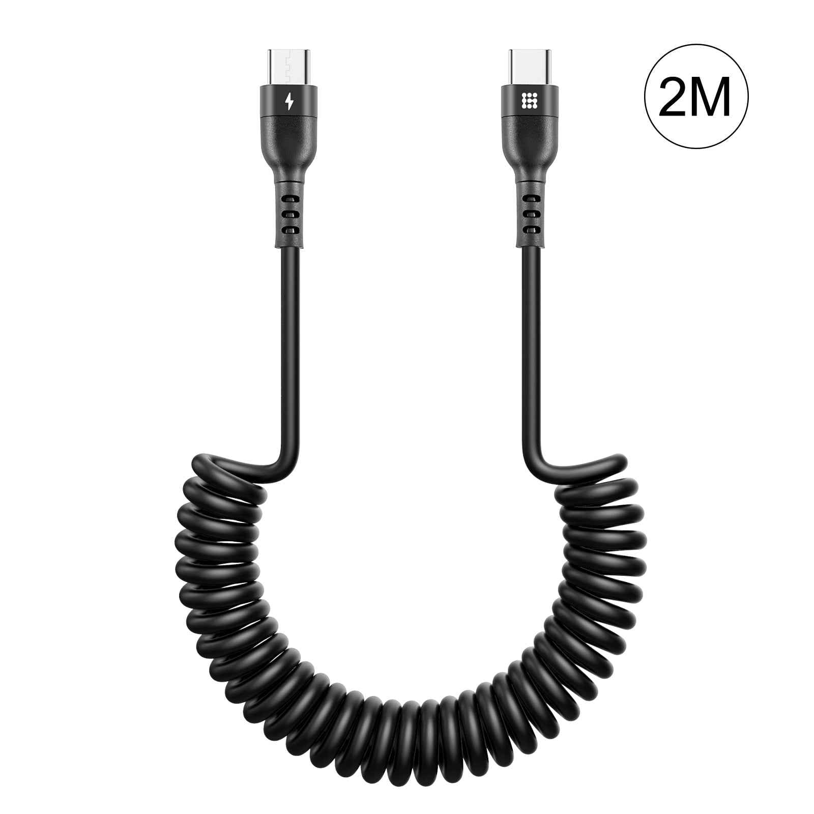 Uniqbuy For HAWEEL 2m 5A USB-C / Type-C to USB-C / Type-C Retractable Coiled PD Fast Charging Cable