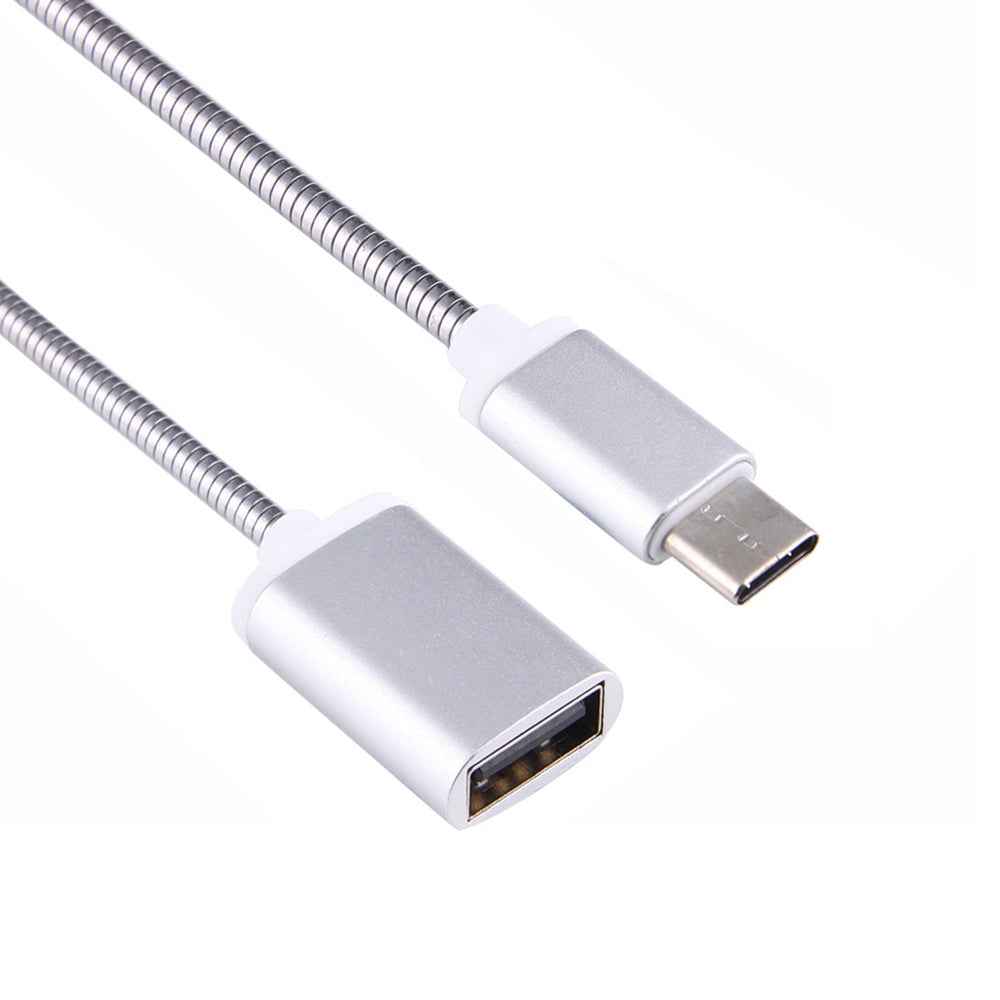 Uniqbuy For 8.3cm USB Female to Type-C Male Metal Wire OTG Cable Charging Data Cable(Silver)