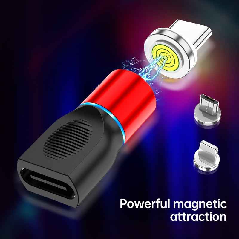 Uniqbuy For 4 in 1 3A 8 Pin & USB-C / Type-C & Micro USB Zinc Alloy Magnetic Charging Head + USB-C / Type-C Magnetic Charging Adapter Set (Black)