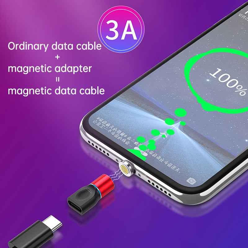 Uniqbuy For 4 in 1 3A 8 Pin & USB-C / Type-C & Micro USB Zinc Alloy Magnetic Charging Head + USB-C / Type-C Magnetic Charging Adapter Set (Black)
