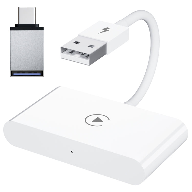 USB + USB-C / Type-C Wired to Wireless Carplay Adapter for iPhone(White)