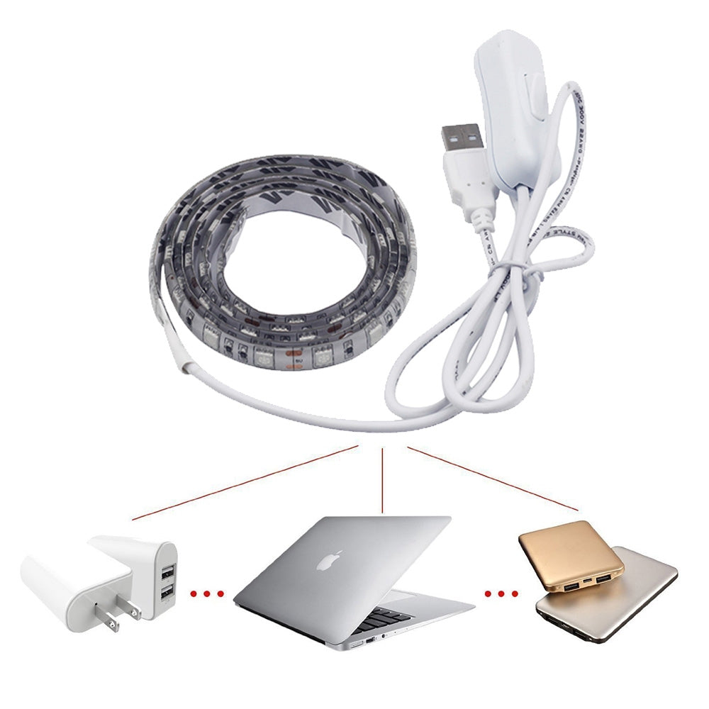 50cm 3W USB Rope Light, Epoxy IP65 Waterproof 30 LED 5050 SMD with 1m Extended Switch Cable, Wide: 10mm(White Light)