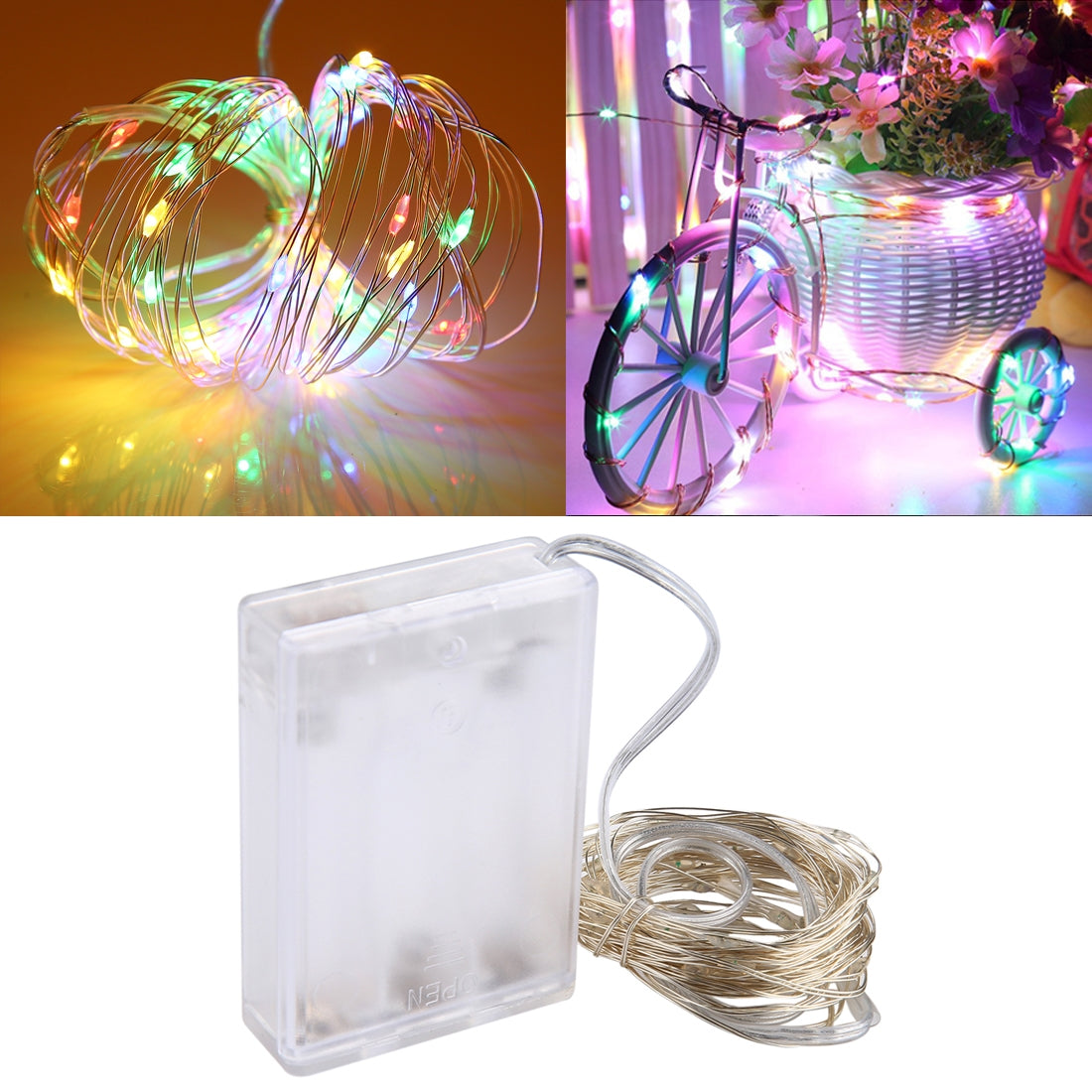 5m IP65 Waterproof Silver Blue Light Wire String Light, 6W 50 LEDs SMD 0603 3 x AA Batteries Box Fairy Lamp Decorative Light, DC 5V