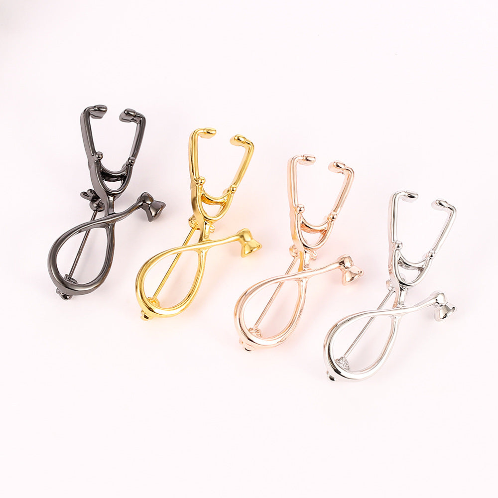 Creative Stethoscope Shape Brooch Pin Jewelry Gift for Nurse Doctor Fashion