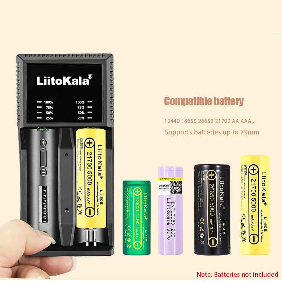 For LiitoKala Lii-PL2 18650 26650 21700 lithium battery LED charger - EU Plug