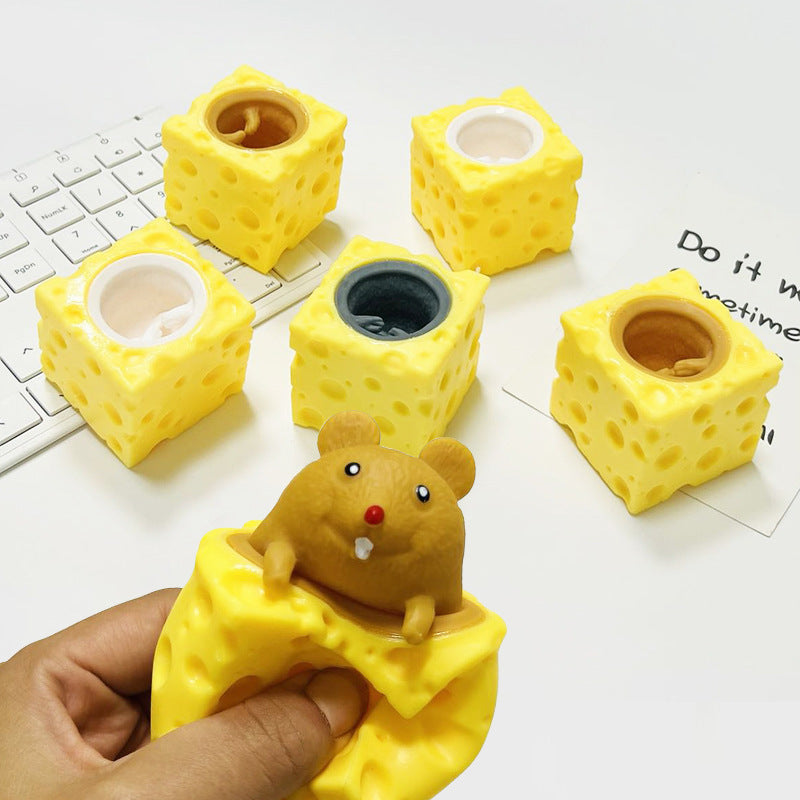 2Pcs Creative Decompression Cute Cheese Mouse Cup Squeeze Vent Squirrel Cup Decompression Toy