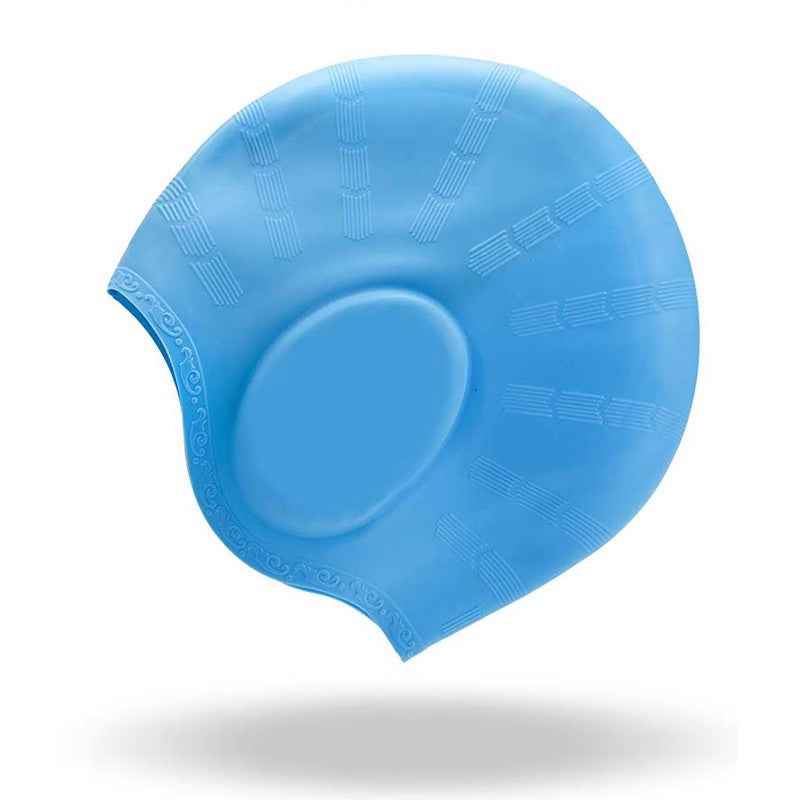 Waterproof Extra Large Silicone Swimming Cap for Long Hair with Comfortable Ear Covers, Adult Swim Cap for Men & Women