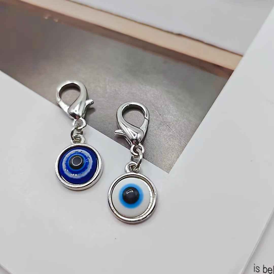 2Pcs Good Luck Blue And White Evil Eye Keychain Pendant