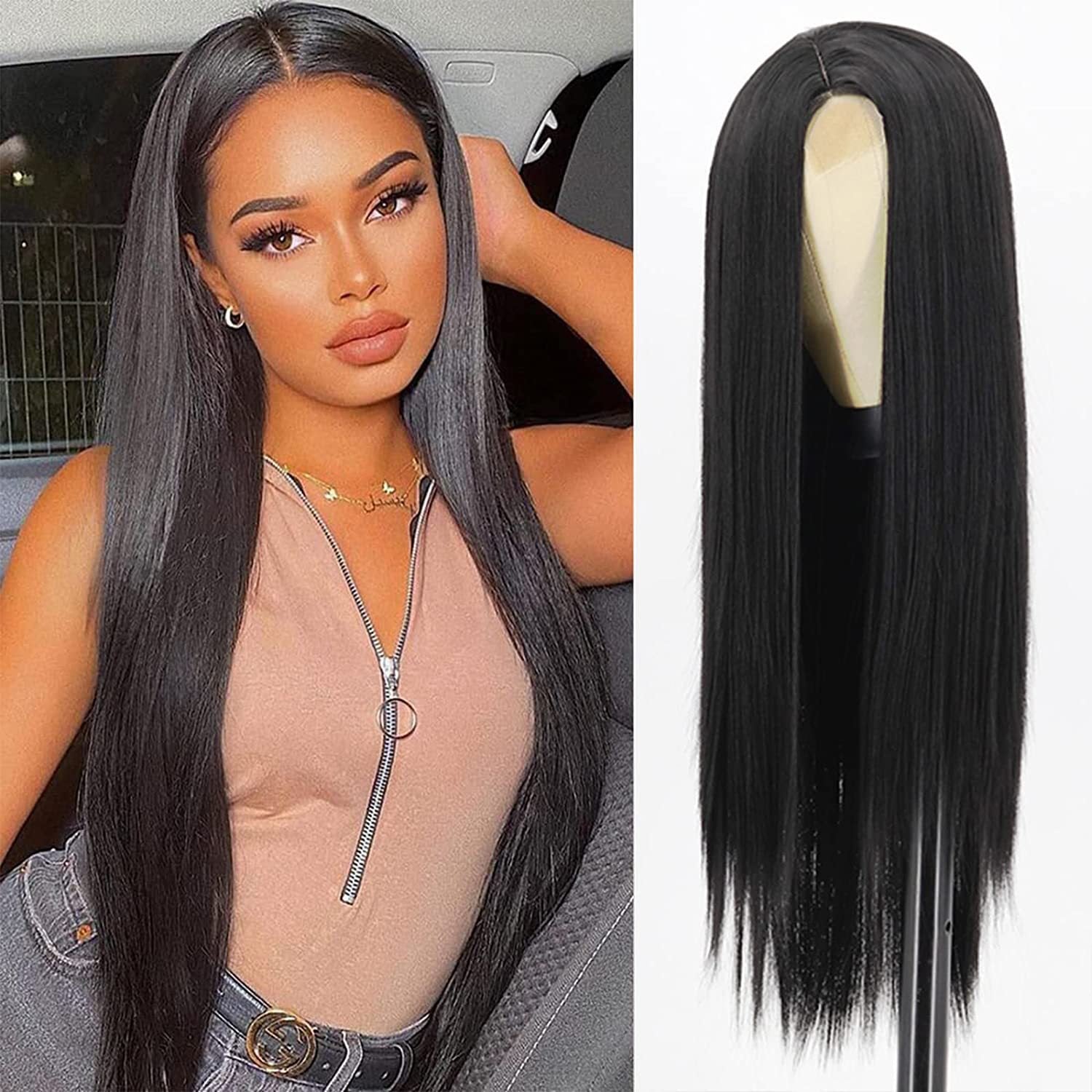 Long Straight Hair Wig for Women (Natural Black)