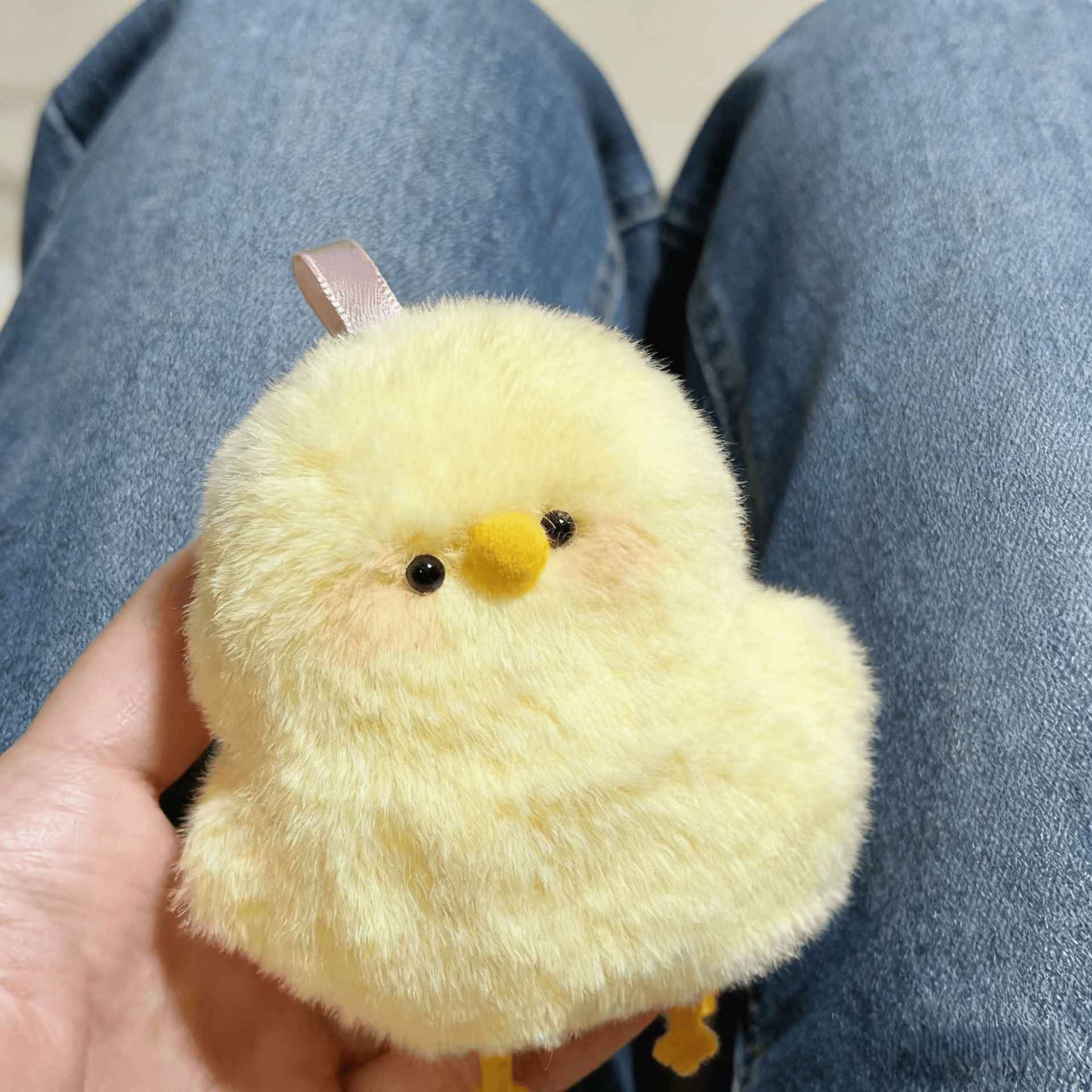 New cute squeaky chick plush pendant, cartoon little yellow chick, handmade animal doll keychain