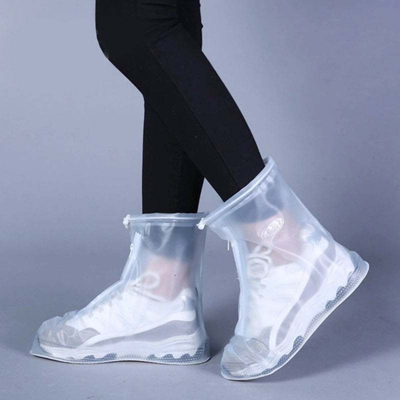 Fashion PVC Non-slip Waterproof Thick-soled Shoe Cover Size: S(White)