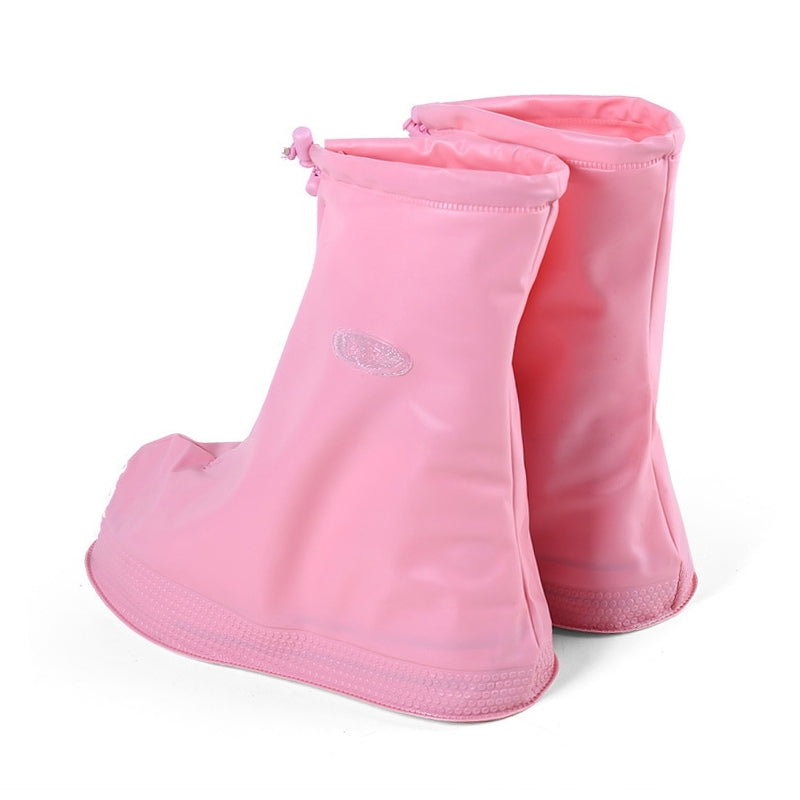 Fashion Children PVC Non-slip Waterproof Thick-soled Shoe Cover Size: M(Pink)