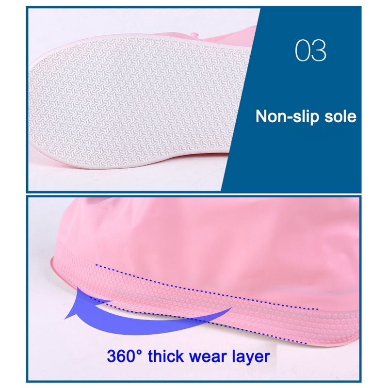 Fashion Children PVC Non-slip Waterproof Thick-soled Shoe Cover Size: M(Pink)